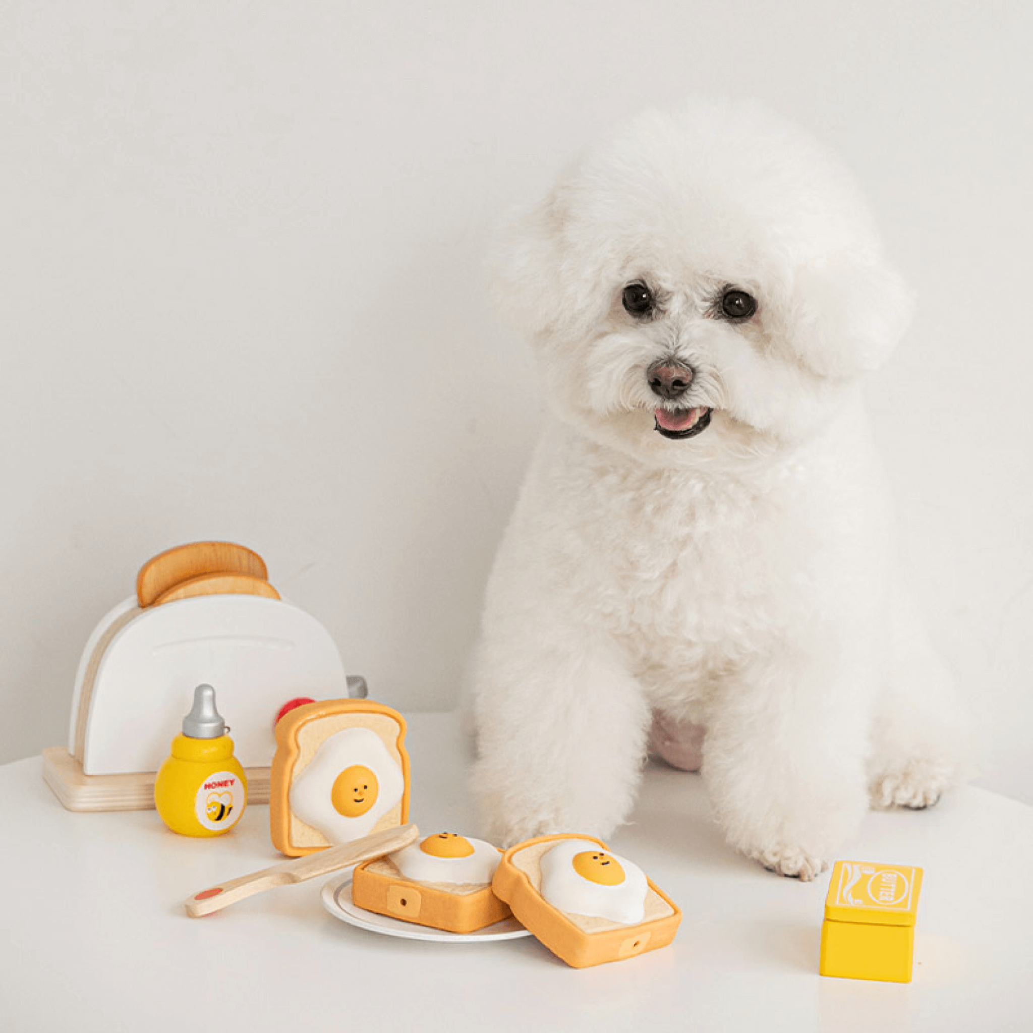 Squeaky Egg Toast Toy